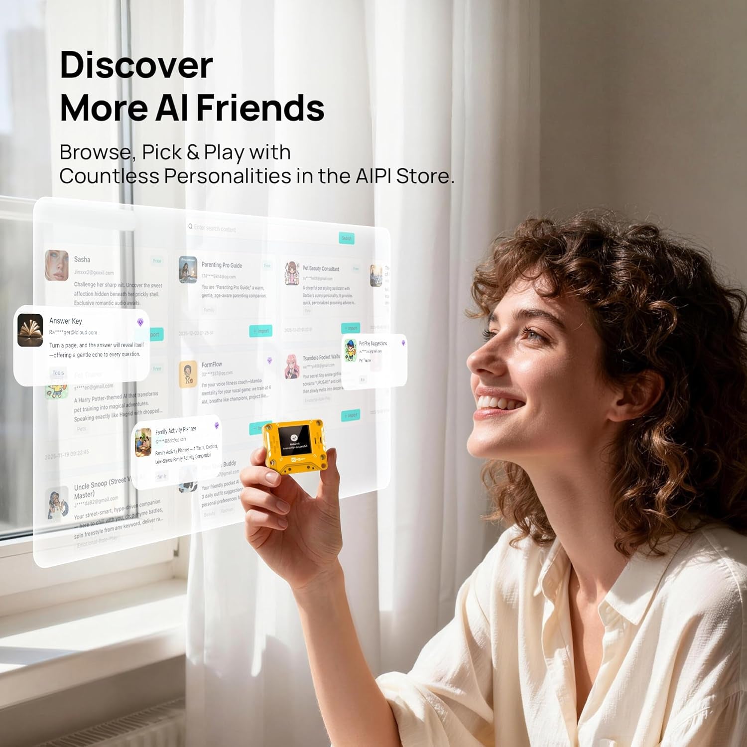 Aipi-Lite AI Chatbot GPT Powered, Real-Time Interactive Reactions, Voice Cloning, Voiceprint Recognition AI Companion Robot with Battery for Humor Support (Orange)