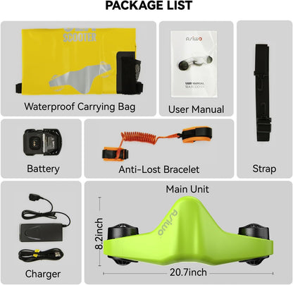 Underwater Scooter, Sea Scooter Dual Motors with Action Camera Mount for Kids/Adults, Water Scooter 40M Waterproof for Scuba Diving Snorkeling Pool Sea Adventures