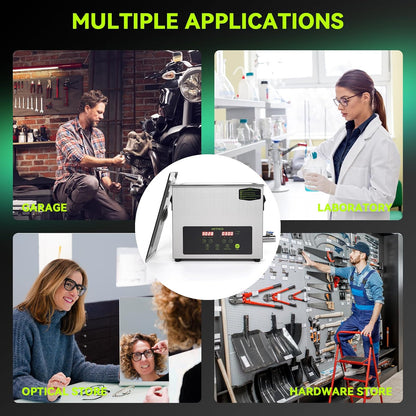 6L Commercial Ultrasonic Cleaner, ECO Mode, Heating, Degas Mode, ECO Energy-Saving Ultrasonic Cleaning Machine Excellent for Labs,Carburetor,Jewelry,Dentures,Automotive & Industrial Parts.