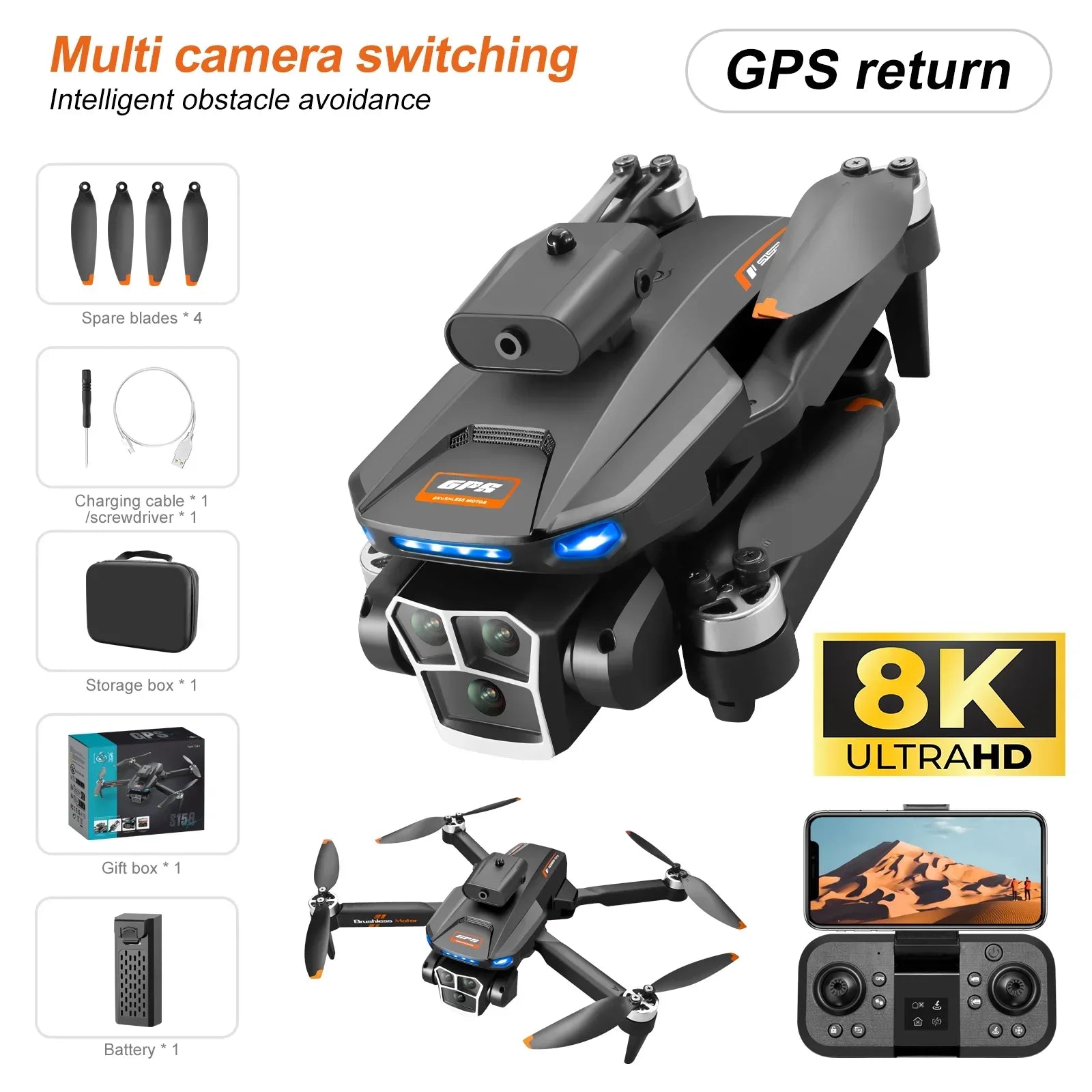 Foldable Professional 8K HD Camera Drone