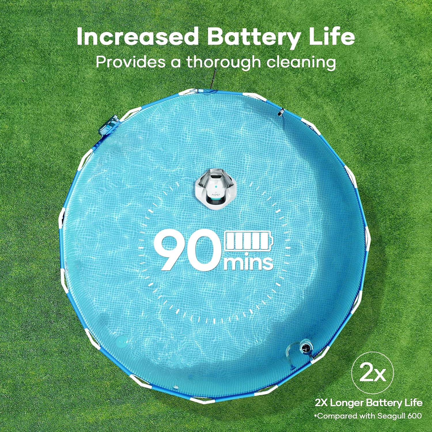 Cordless Robotic Pool Vacuum, Self-Parking Technology, Portable, Ideal for Above-Ground Flat Pool up to 40 Feet