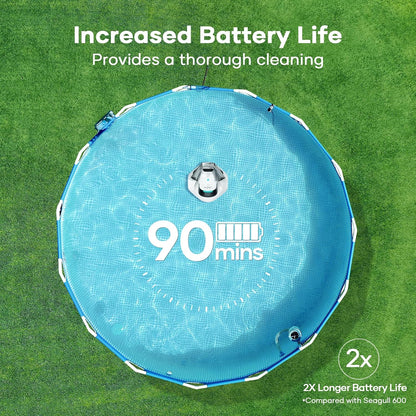 Cordless Robotic Pool Vacuum, Self-Parking Technology, Portable, Ideal for Above-Ground Flat Pool up to 40 Feet