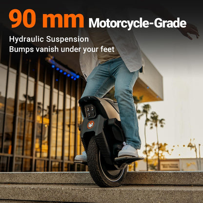 V12S City Commuter EUC: 120Km Range, 4.3" Touchscreen, Anti-Theft Alarm, 90Mm Suspension, UL2272 & IPX6