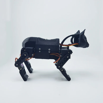 Quadruped bionic robot showcasing a lifelike design and articulated movements, perfect for research and robotics projects.