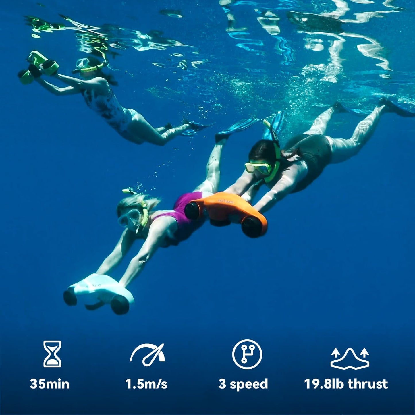 Underwater Scooter, Sea Scooter Dual Motors with Action Camera Mount for Kids/Adults, Water Scooter 40M Waterproof for Scuba Diving Snorkeling Pool Sea Adventures