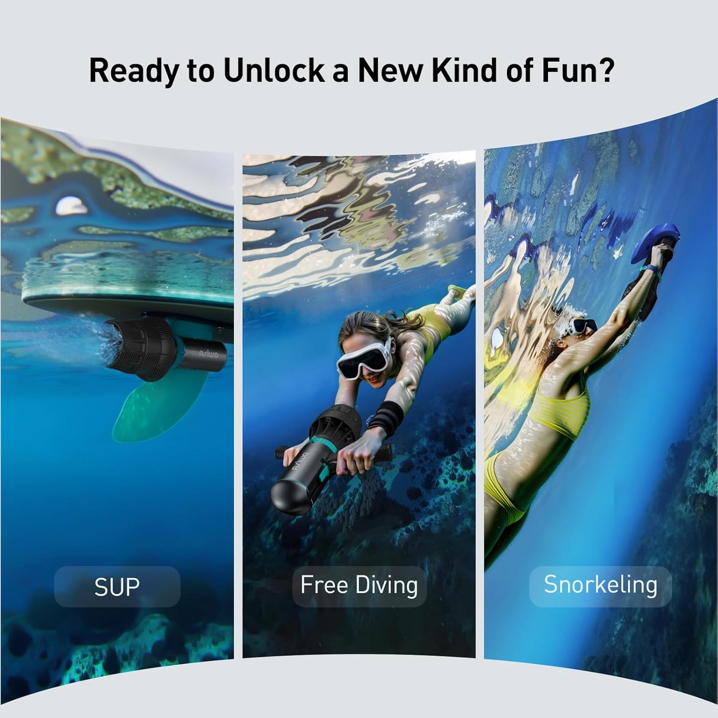 U1 Underwater Scooter for Adults & Kids – 1100W Sea Scooter with 3-Speed Dual Mode, 10Ft/S Max, 80-Min Runtime, 164Ft Depth, for Diving, Snorkeling, SUP