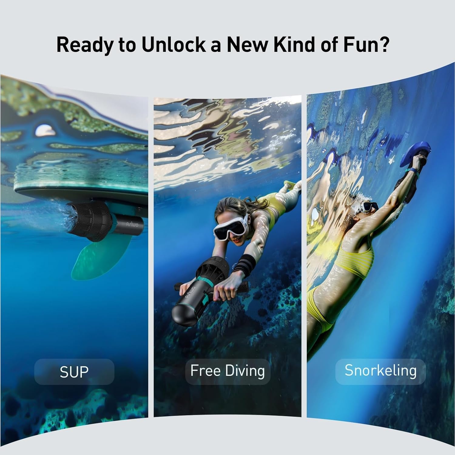 U1 Underwater Scooter for Adults & Kids – 1100W Sea Scooter with 3-Speed Dual Mode, 10Ft/S Max, 80-Min Runtime, 164Ft Depth, for Diving, Snorkeling, SUP