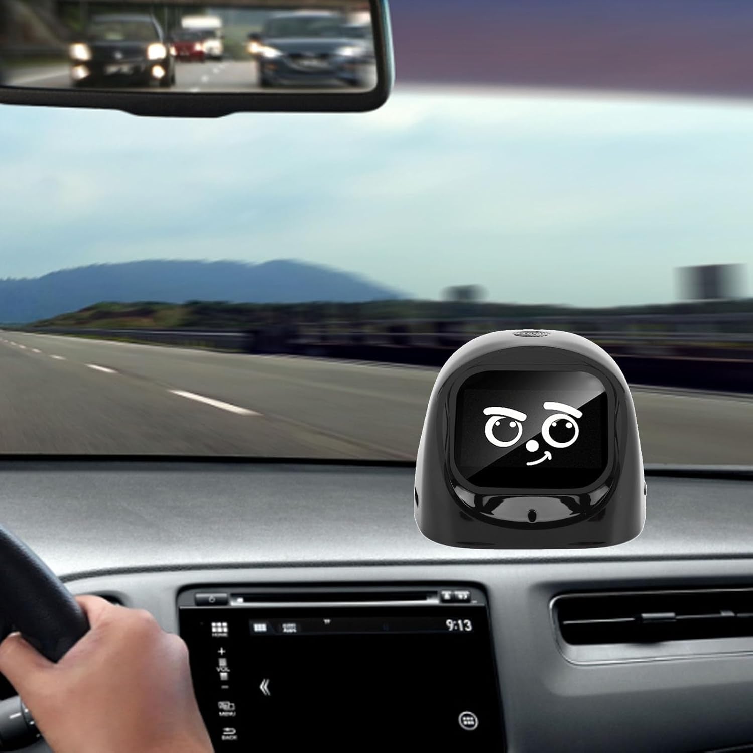 AI Desk Robot Companion, Funny Intelligent Interactive Emotional Expression Electronic AI Dashboard Robot Pet Car Dashboard Decoration for Adults Kids Home Office Car Travel (Black)