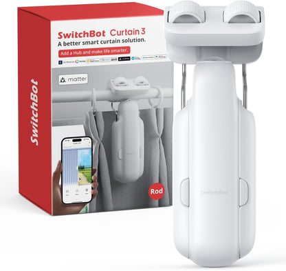 2025 Automatic Curtain Opener 3 Rod-Bluetooth Remote Control, Wifi&App Control, Upgraded High-Performance, Add Hub to Work with Alexa, Google Home, Homekit via Matter