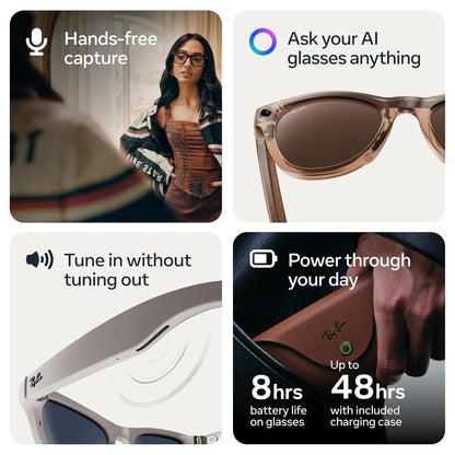 Ray-Ban Meta (Gen 2), Wayfarer, Matte Black | Smart AI Glasses for Men, Women — 2X Battery Life — 3K HD Resolution — 12 MP Ultra-Wide Camera, Audio, Video — Clear Lenses — Wearable Technology
