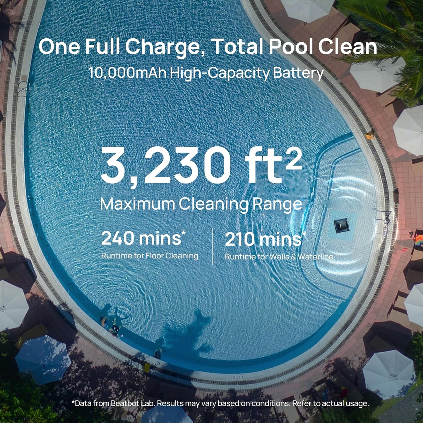 Aquasense 2 Cordless Robotic Pool Vacuum Cleaner, Smart Surface Parking, Double-Pass Waterline Scrubbing, Cleans Floor, Walls and Waterline