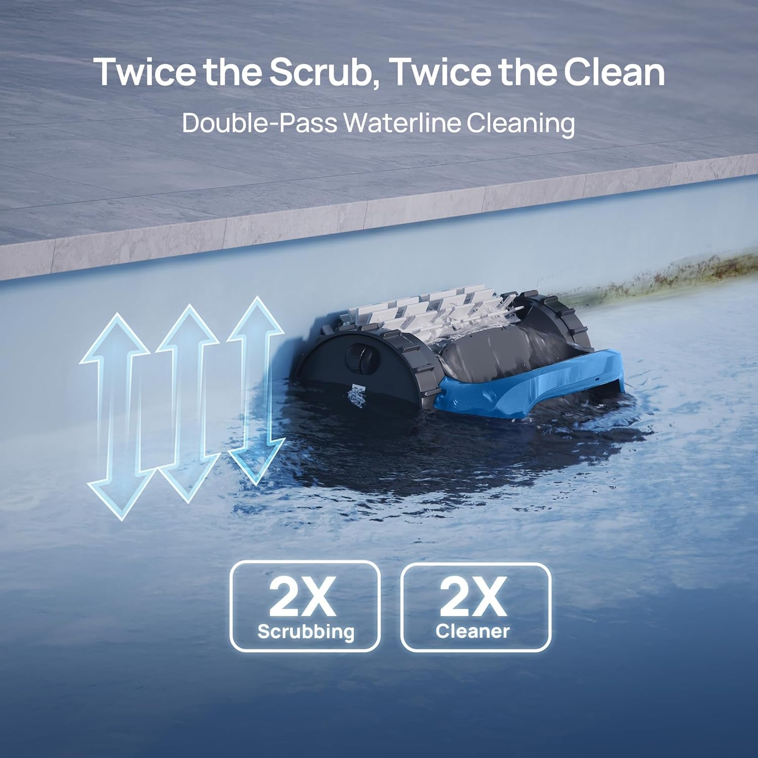 Aquasense 2 Cordless Robotic Pool Vacuum Cleaner, Smart Surface Parking, Double-Pass Waterline Scrubbing, Cleans Floor, Walls and Waterline