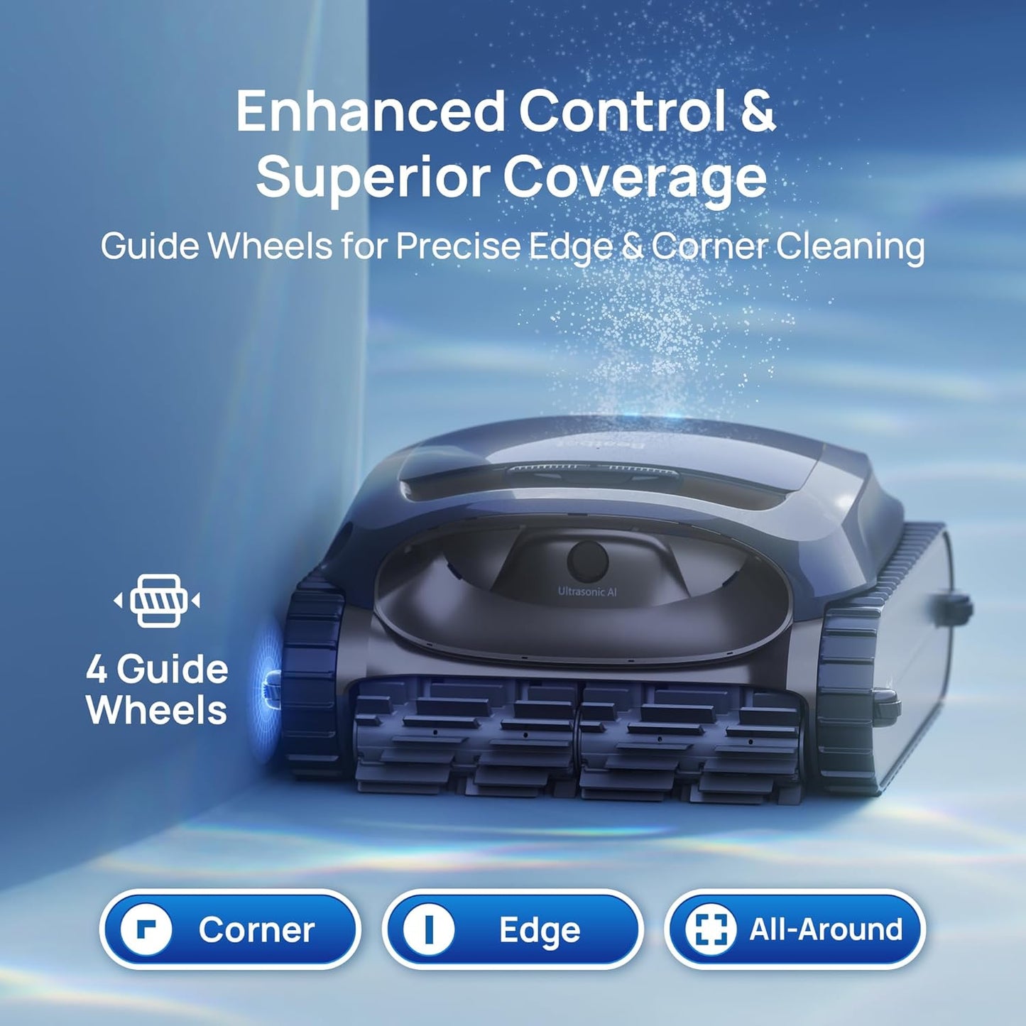 Aquasense 2 Cordless Robotic Pool Vacuum Cleaner, Smart Surface Parking, Double-Pass Waterline Scrubbing, Cleans Floor, Walls and Waterline