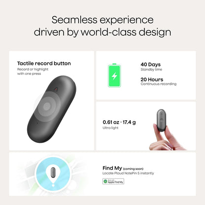 Notepin S AI Voice Recorder, Wearable AI Notetaker, AI Transcribe & Summarize, Support 112 Languages, 64GB Audio Recorder for Meetings Interviews, Professionals, Teams, with 4 Accessories