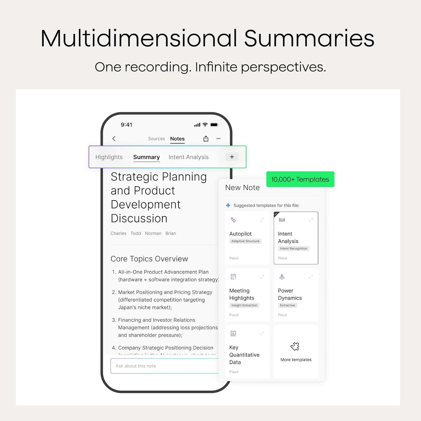 Notepin S AI Voice Recorder, Wearable AI Notetaker, AI Transcribe & Summarize, Support 112 Languages, 64GB Audio Recorder for Meetings Interviews, Professionals, Teams, with 4 Accessories
