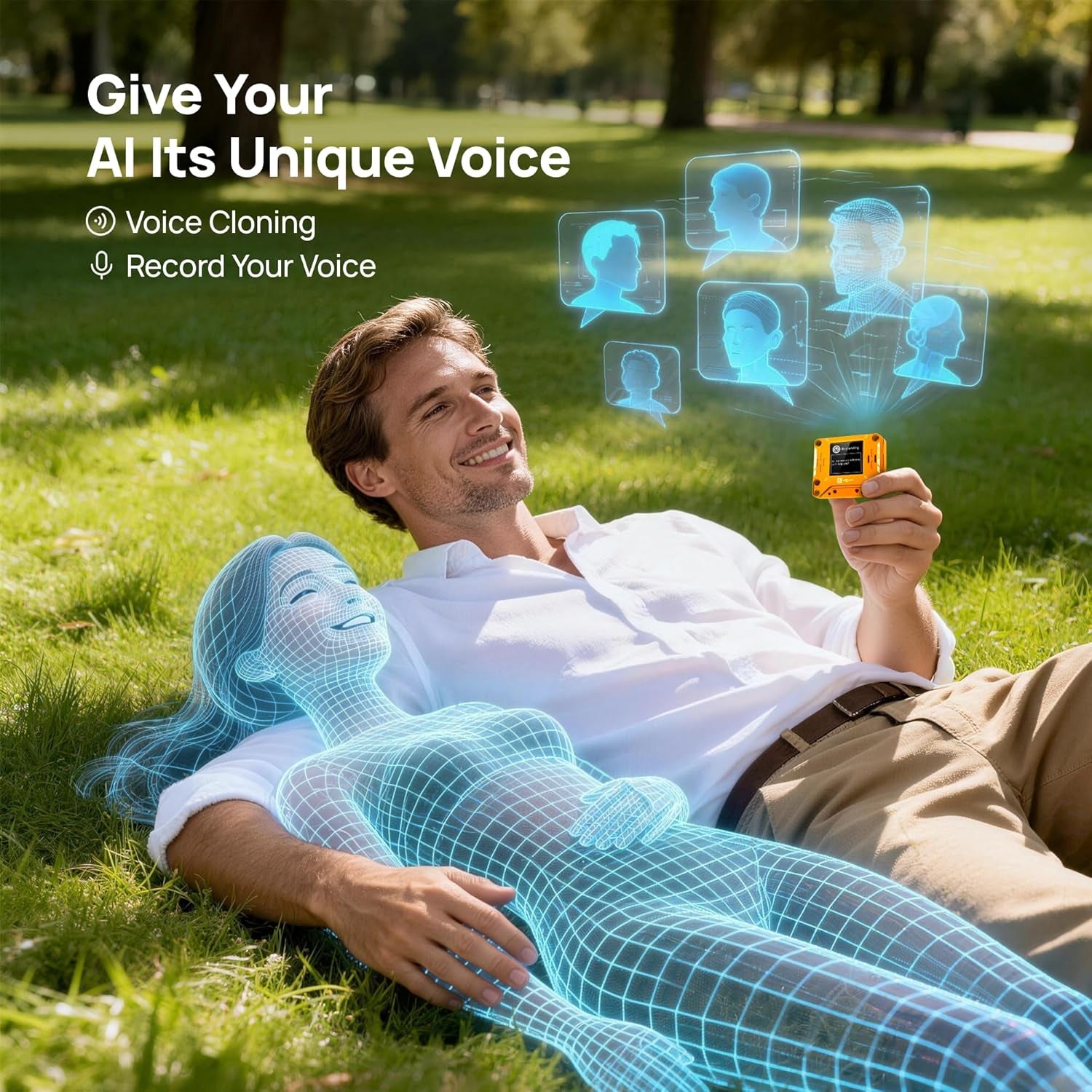 Aipi-Lite AI Chatbot GPT Powered, Real-Time Interactive Reactions, Voice Cloning, Voiceprint Recognition AI Companion Robot with Battery for Humor Support (Orange)
