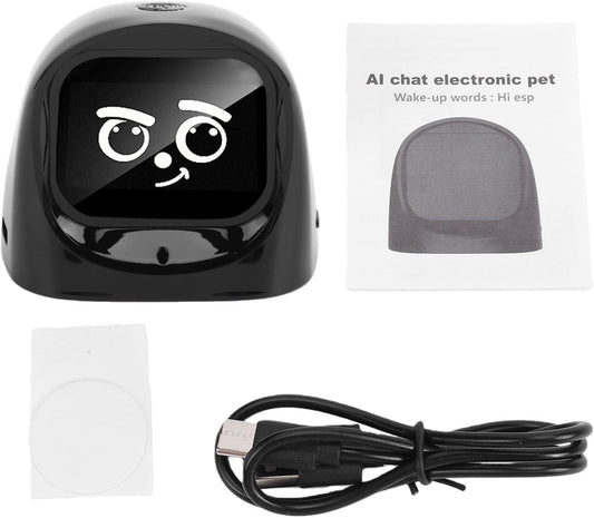 AI Desk Robot Companion, Funny Intelligent Interactive Emotional Expression Electronic AI Dashboard Robot Pet Car Dashboard Decoration for Adults Kids Home Office Car Travel (Black)