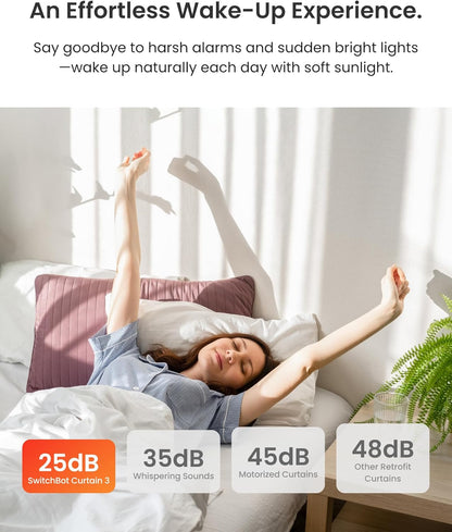 2025 Automatic Curtain Opener 3 Rod-Bluetooth Remote Control, Wifi&App Control, Upgraded High-Performance, Add Hub to Work with Alexa, Google Home, Homekit via Matter