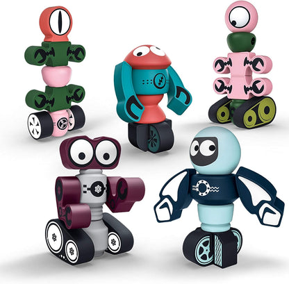 Magnetic Robots, 35PCS Magnetic Blocks Set for Kids with Storage Box, Stacking Robots Toy STEM Educational Playset for Boys and Girls Ages 3-6 Style A