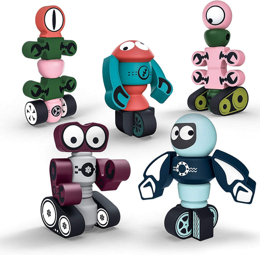 Magnetic Robots, 35PCS Magnetic Blocks Set for Kids with Storage Box, Stacking Robots Toy STEM Educational Playset for Boys and Girls Ages 3-6 Style A