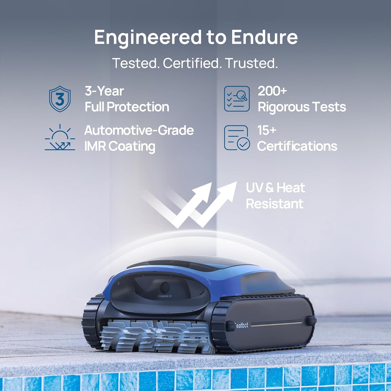 Aquasense 2 Cordless Robotic Pool Vacuum Cleaner, Smart Surface Parking, Double-Pass Waterline Scrubbing, Cleans Floor, Walls and Waterline