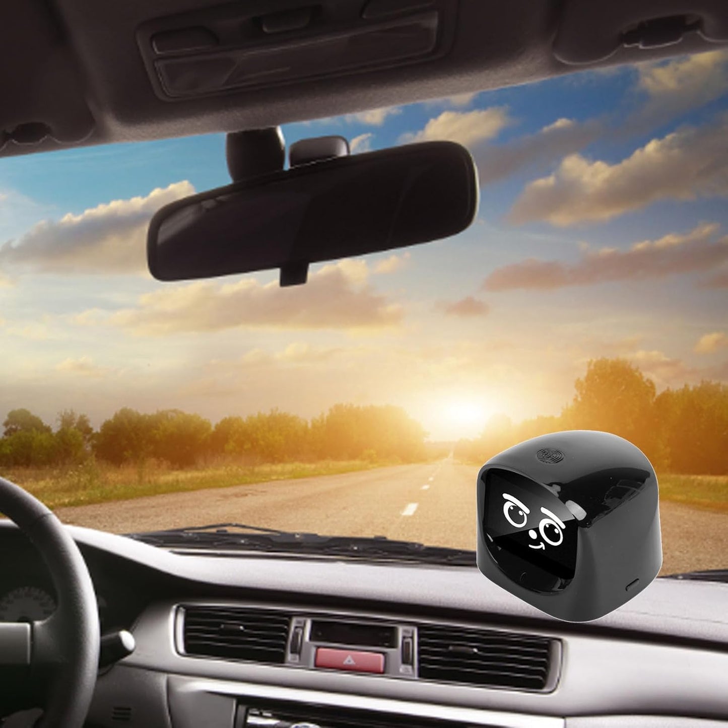 AI Desk Robot Companion, Funny Intelligent Interactive Emotional Expression Electronic AI Dashboard Robot Pet Car Dashboard Decoration for Adults Kids Home Office Car Travel (Black)
