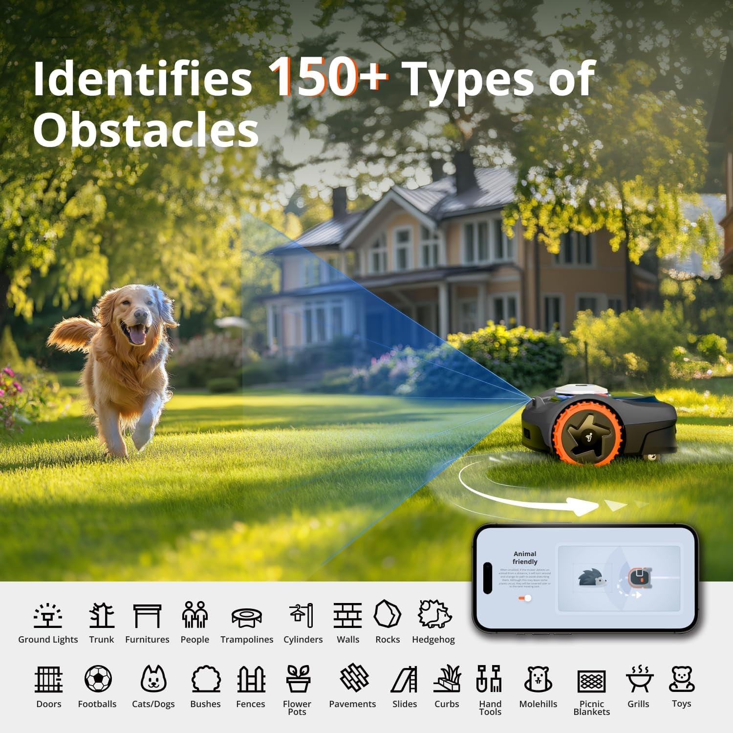 Segway  I110N Robot Lawn Mower Perimeter Wire Free 1/4 Acre Rtk+Vision Robotic Lawnmower, Ai-Assisted Mapping, Virtual Boundary, APP Control, 58Db(A) Quiet, Multi-Zone Management