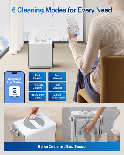 WINBOT W2 PRO Omni Portable Window Cleaning Robot with Multi-Functional Station, Charging While Working, Intelligent Cleaning with Triple Nozzle Water Sprayer, 12-Level Protection