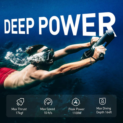 U1 Underwater Scooter for Adults & Kids – 1100W Sea Scooter with 3-Speed Dual Mode, 10Ft/S Max, 80-Min Runtime, 164Ft Depth, for Diving, Snorkeling, SUP